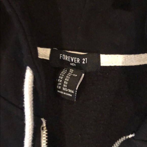 Men’s FOREVE 21 black zip up hooded jacket XS - Picture 3 of 4